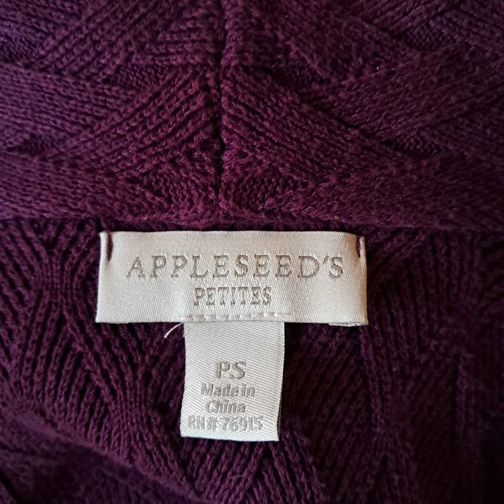 Appleseeds Petites Burgundy Basket Weave Cotton Cardigan Size SP - Picture 7 of 8